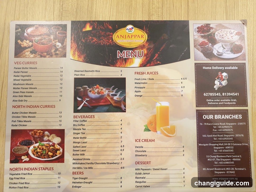 Anjappar Menu