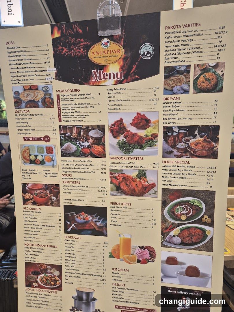 Anjappar Menu