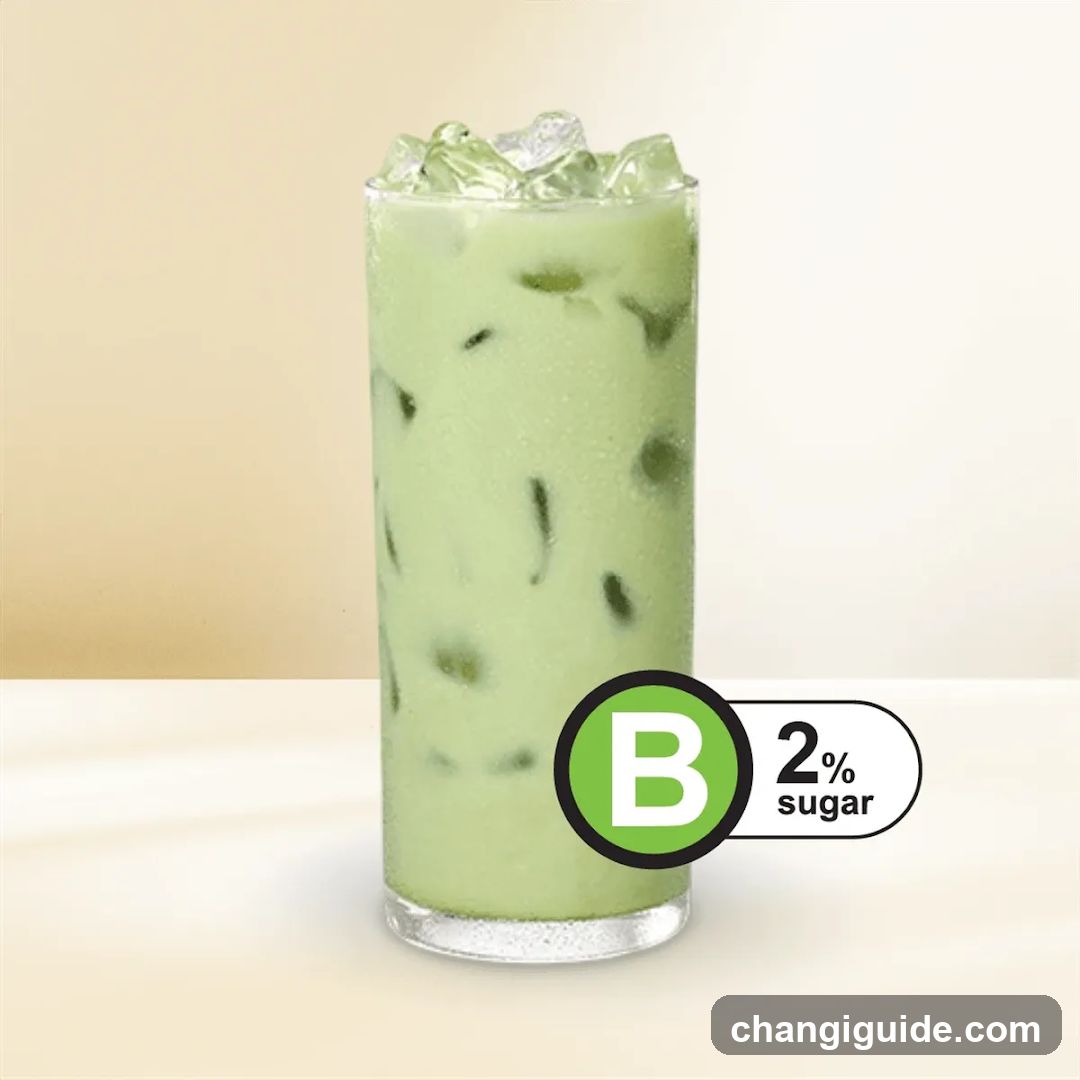 Matcha Latte with Low Sugar Label