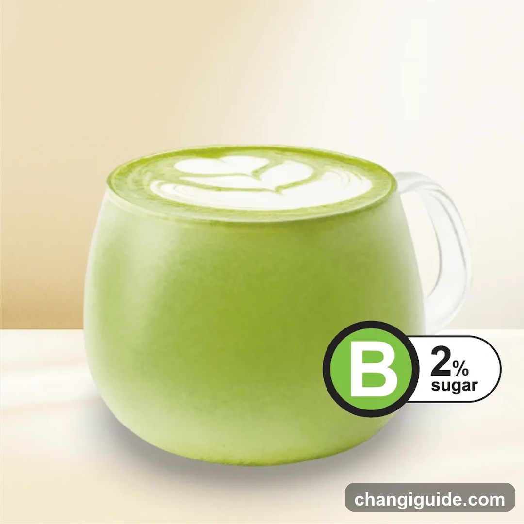 Matcha Latte with Low Sugar Label