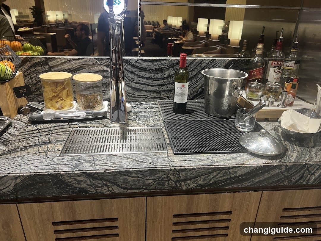 Bar Counter with Beverages and Snacks