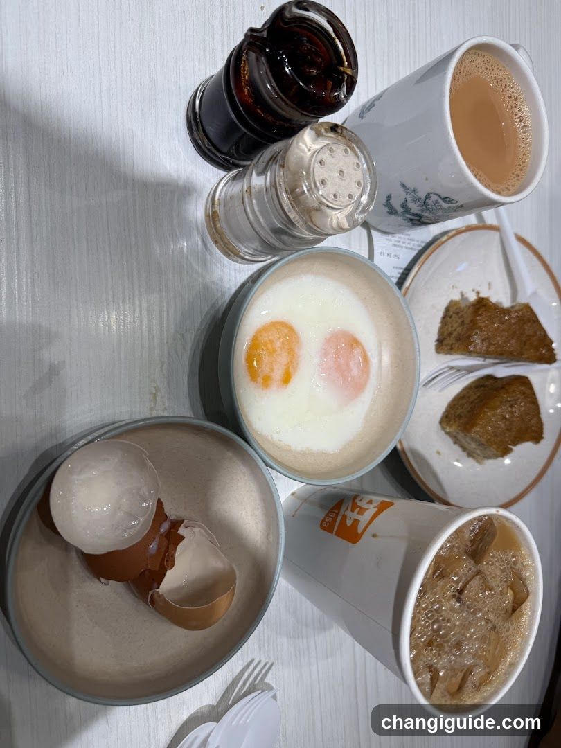 Breakfast Spread with Eggs and Coffee