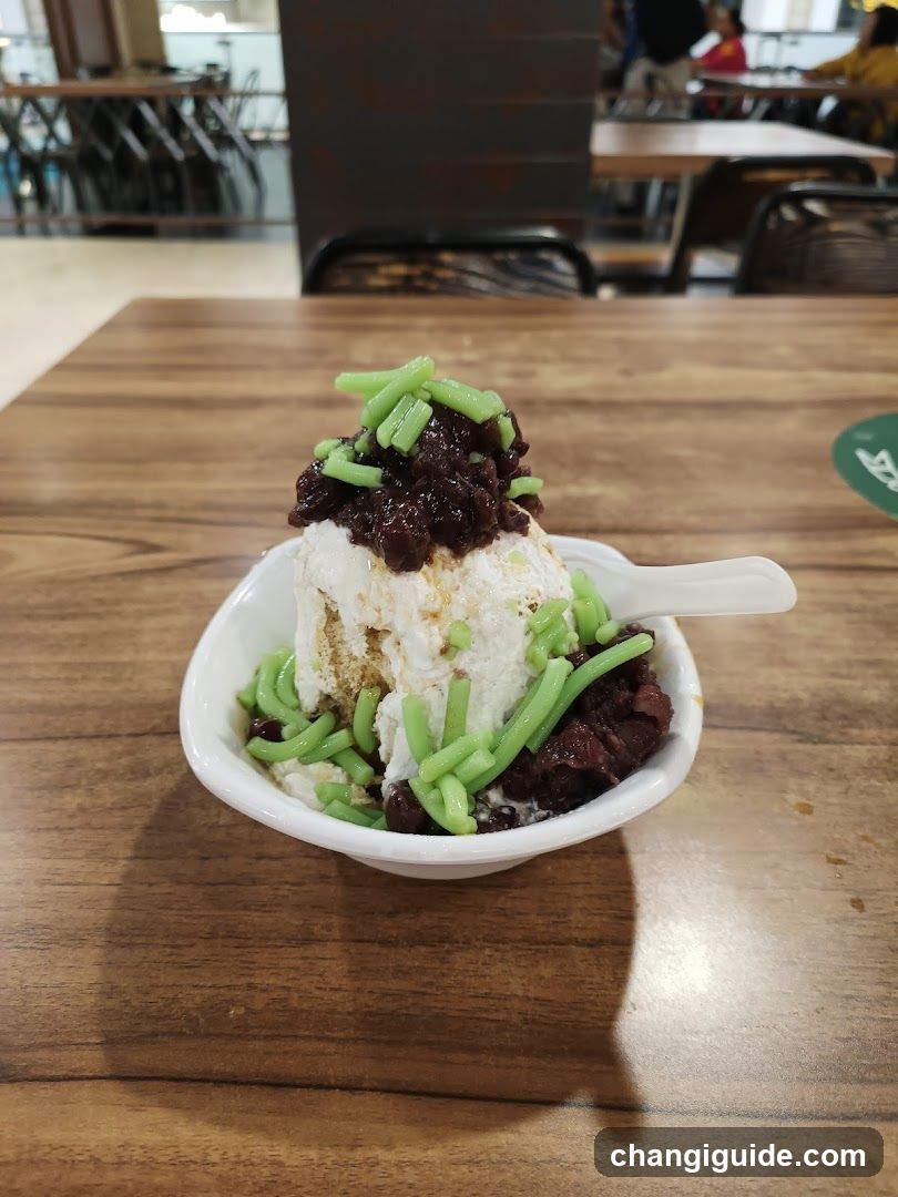 Dessert Bowl with Green Vermicelli and Red Bean Paste