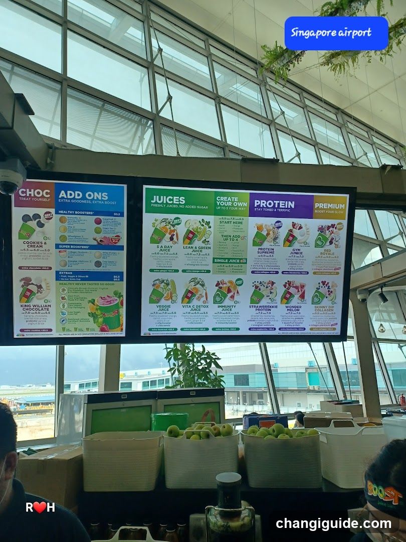 Singapore Airport Juice Bar Menu Board