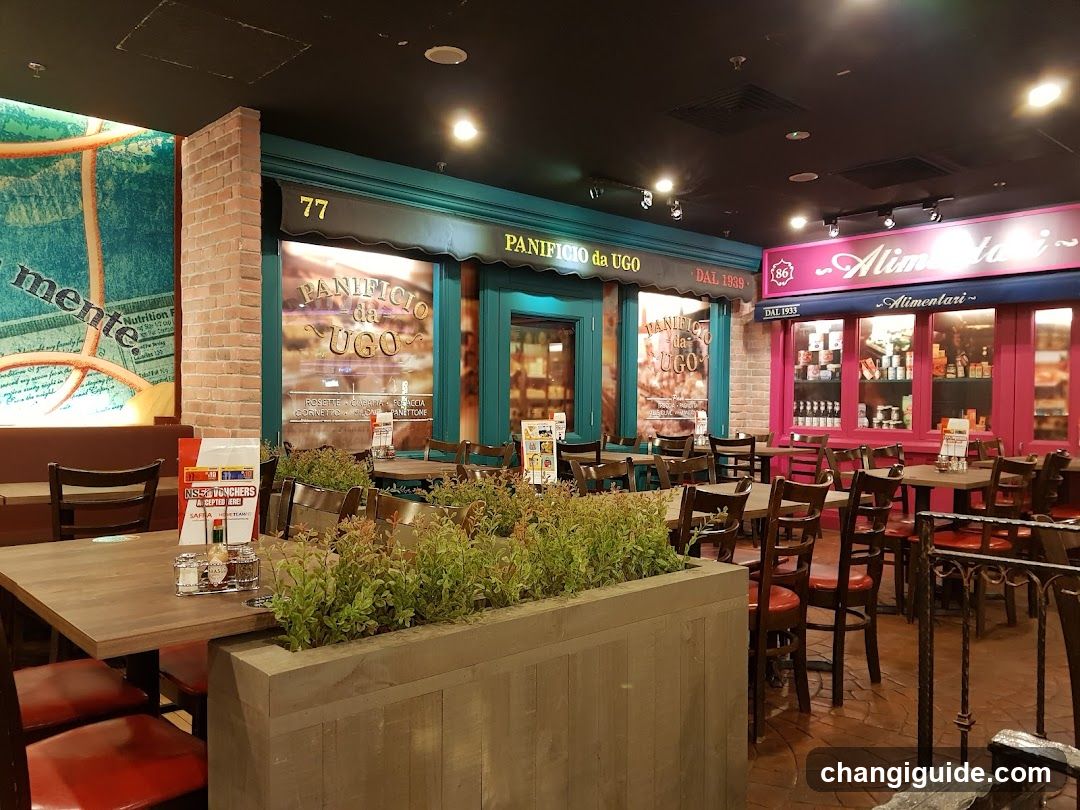 Interior of a bakery and restaurant