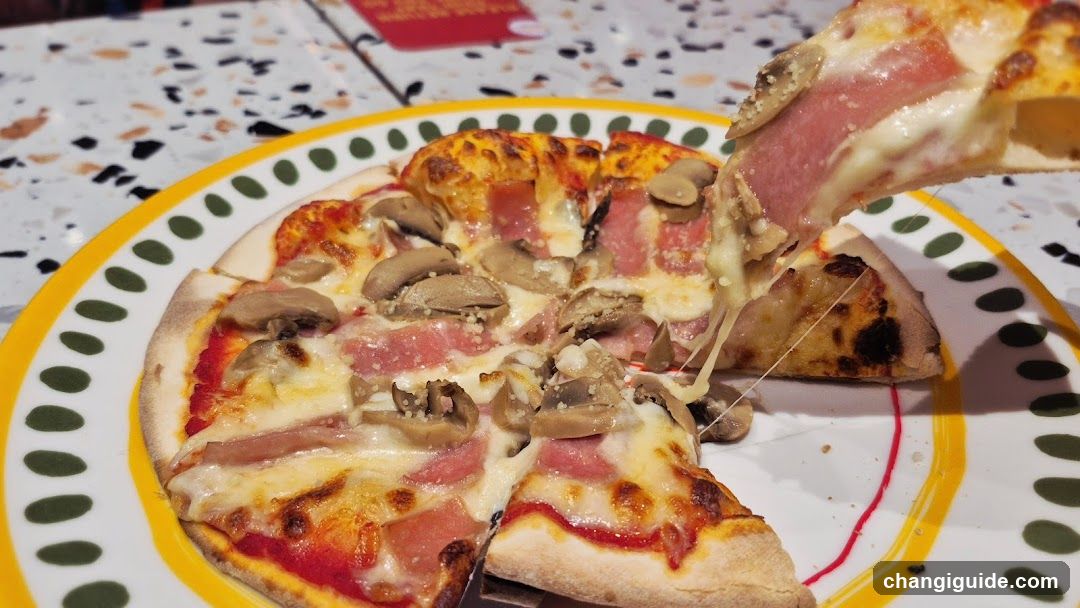 Pizza with Ham and Mushrooms
