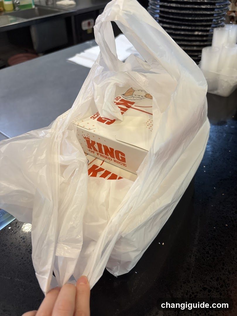 Takeout order in plastic bag