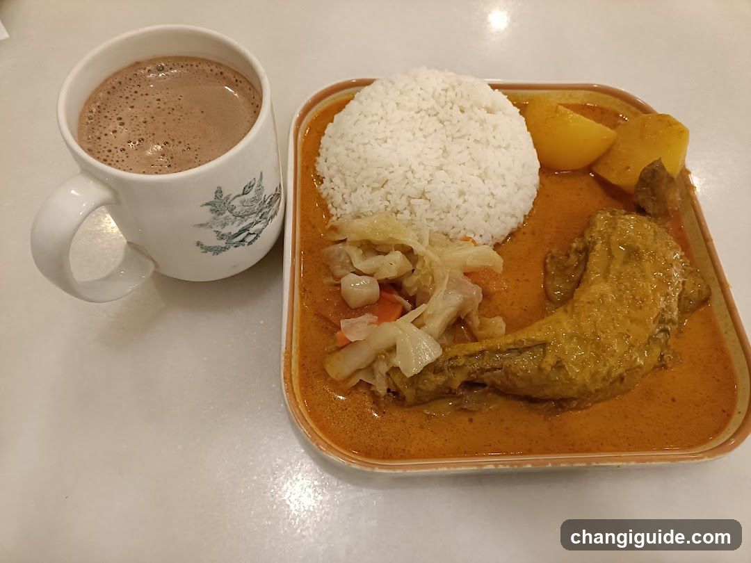 Curry Rice Meal with Coffee