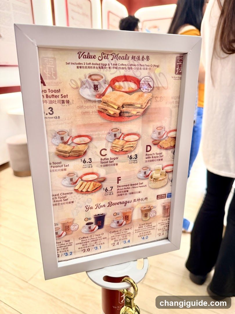 Ya Kun Toast & Coffee Menu Board
