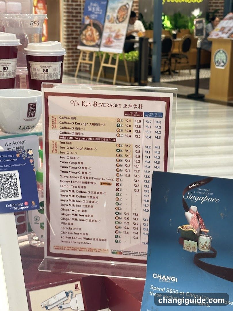 Ya Kun Beverages Menu