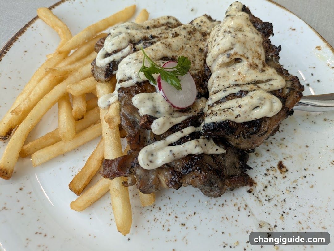 Grilled Steak with Fries and Sauce