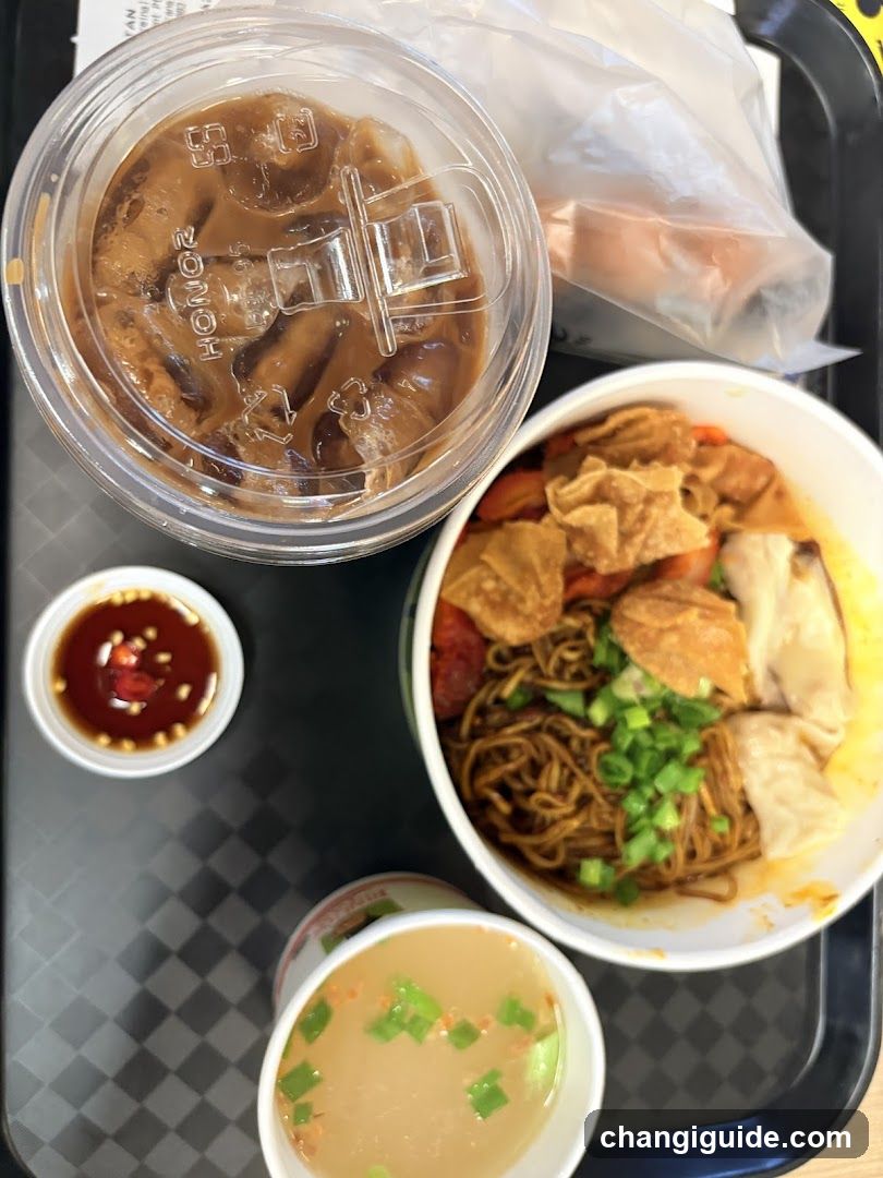Food Tray with Noodles and Drink