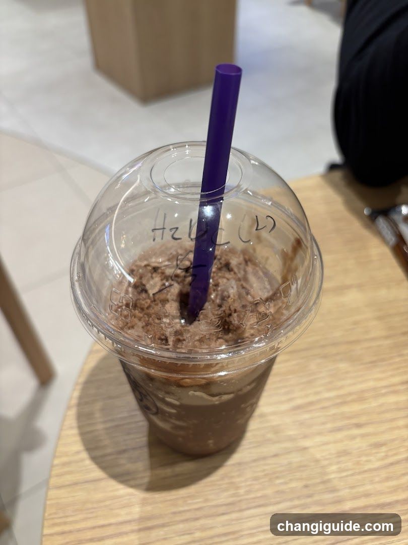 Iced Chocolate Drink with Purple Straw