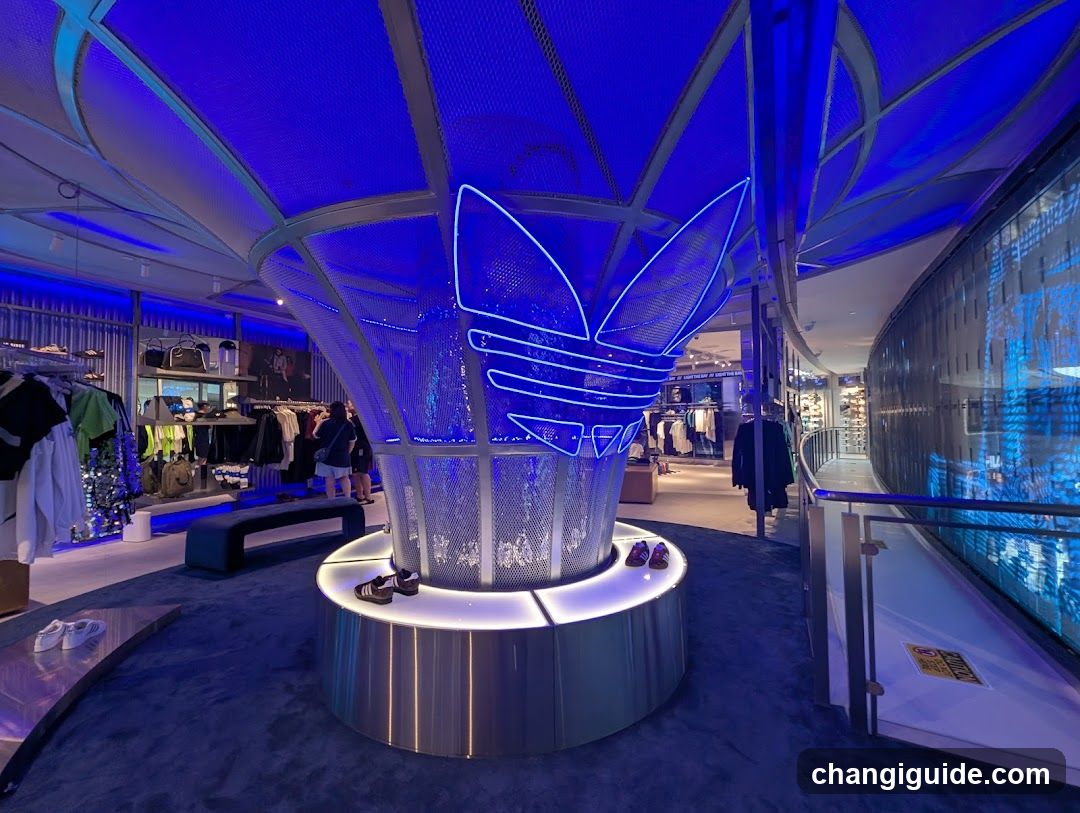 Adidas Store Interior with Neon Logo Display