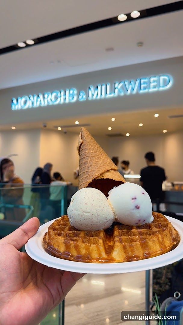 Waffle with Ice Cream at Monarchs & Milkweed