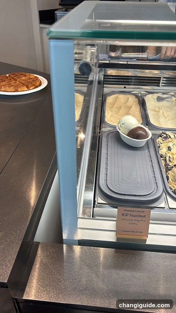 Ice cream and waffle display