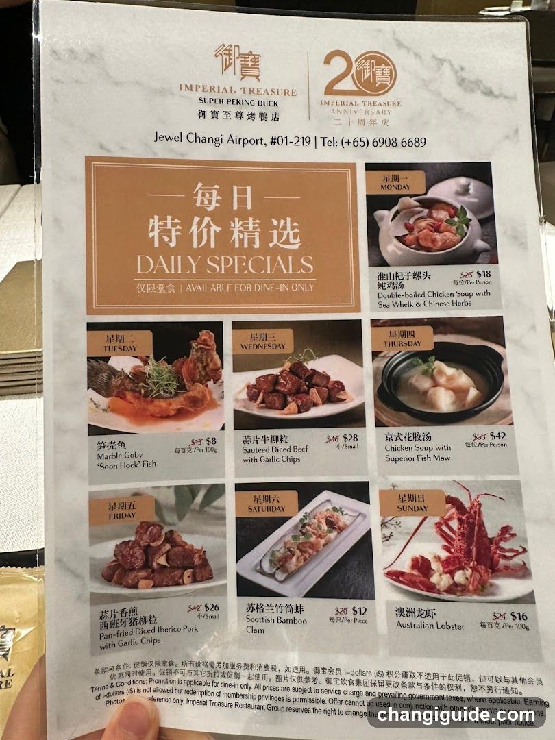 Imperial Treasure Daily Specials Menu