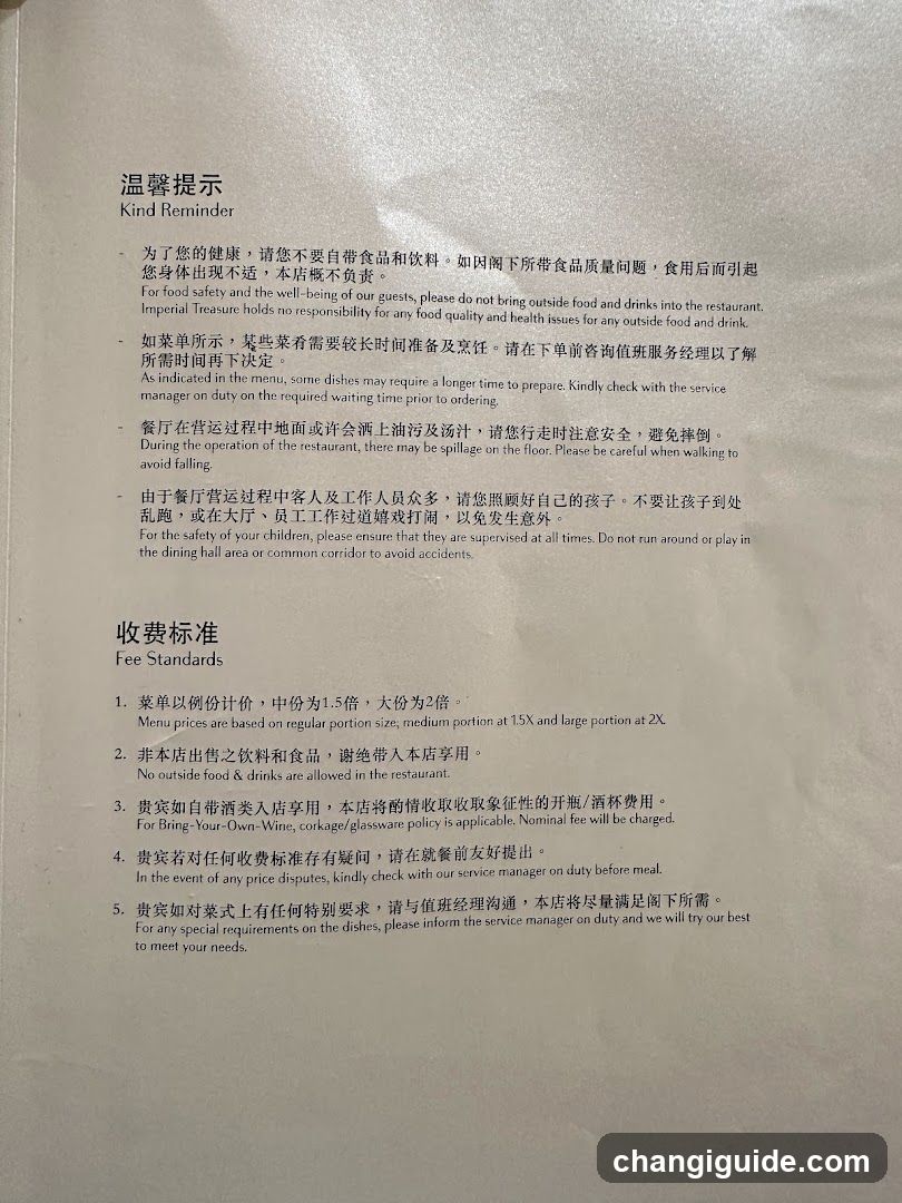 Restaurant Notice and Fee Standards