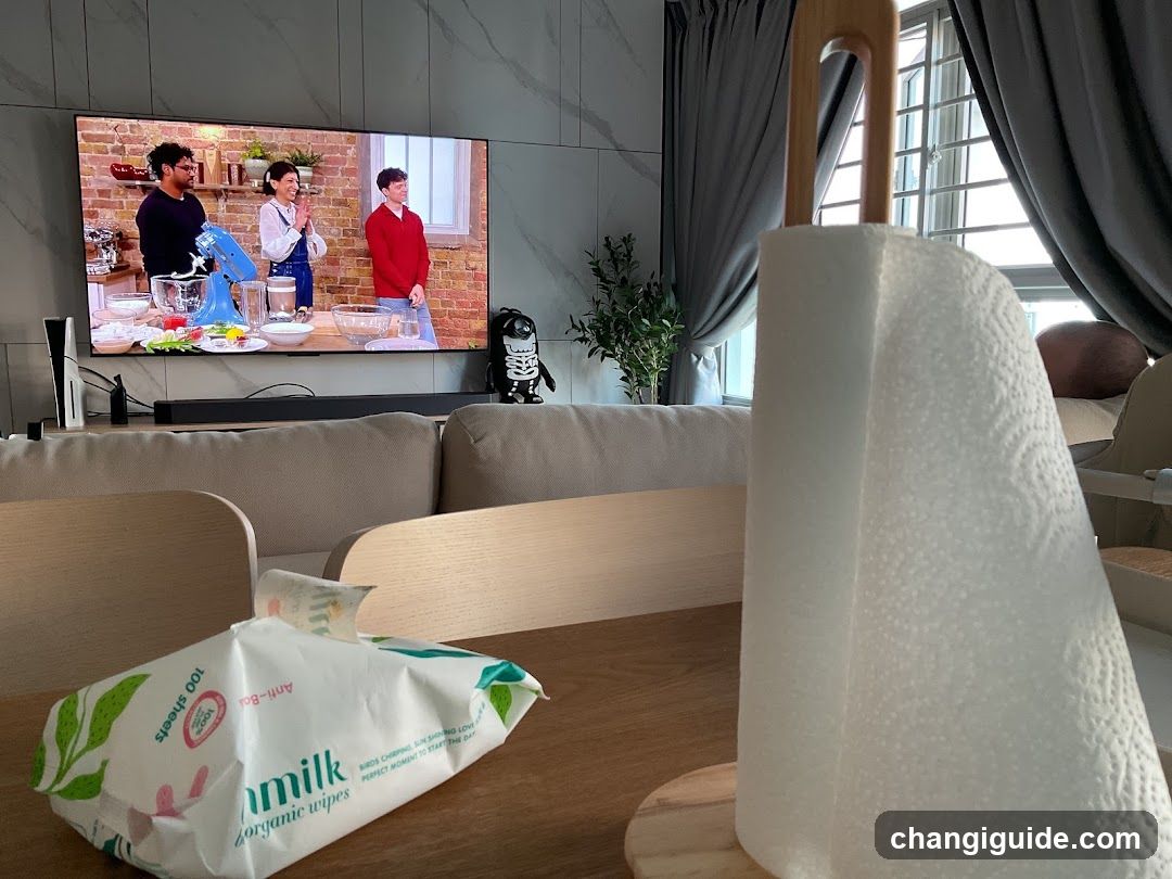 Living Room Scene with TV and Table Items
