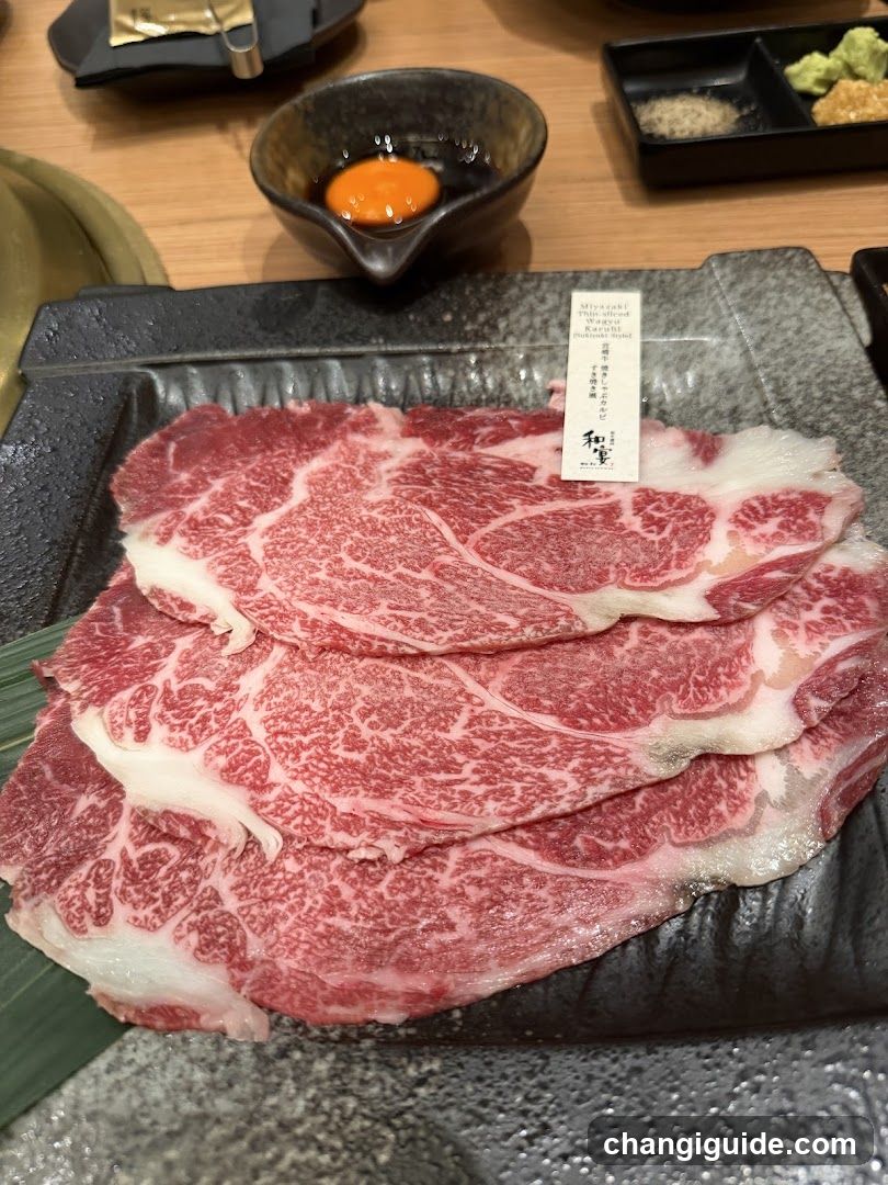 Marbled Beef Slices with Soy Sauce and Egg Yolk