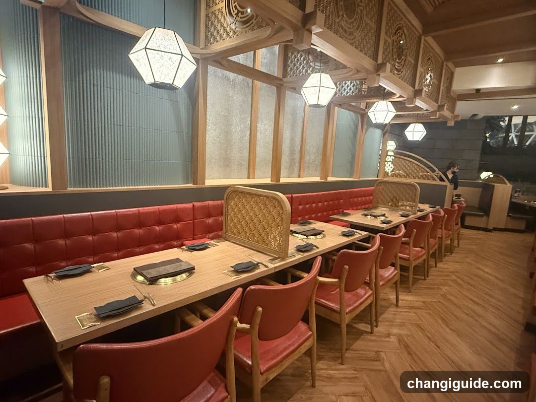 Restaurant Interior with Red Booth Seating