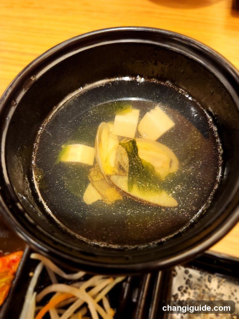 Clam Soup in Black Bowl