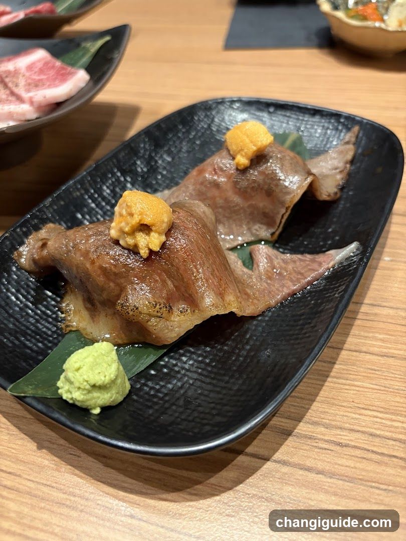 Sushi Plating with Tuna and Wasabi