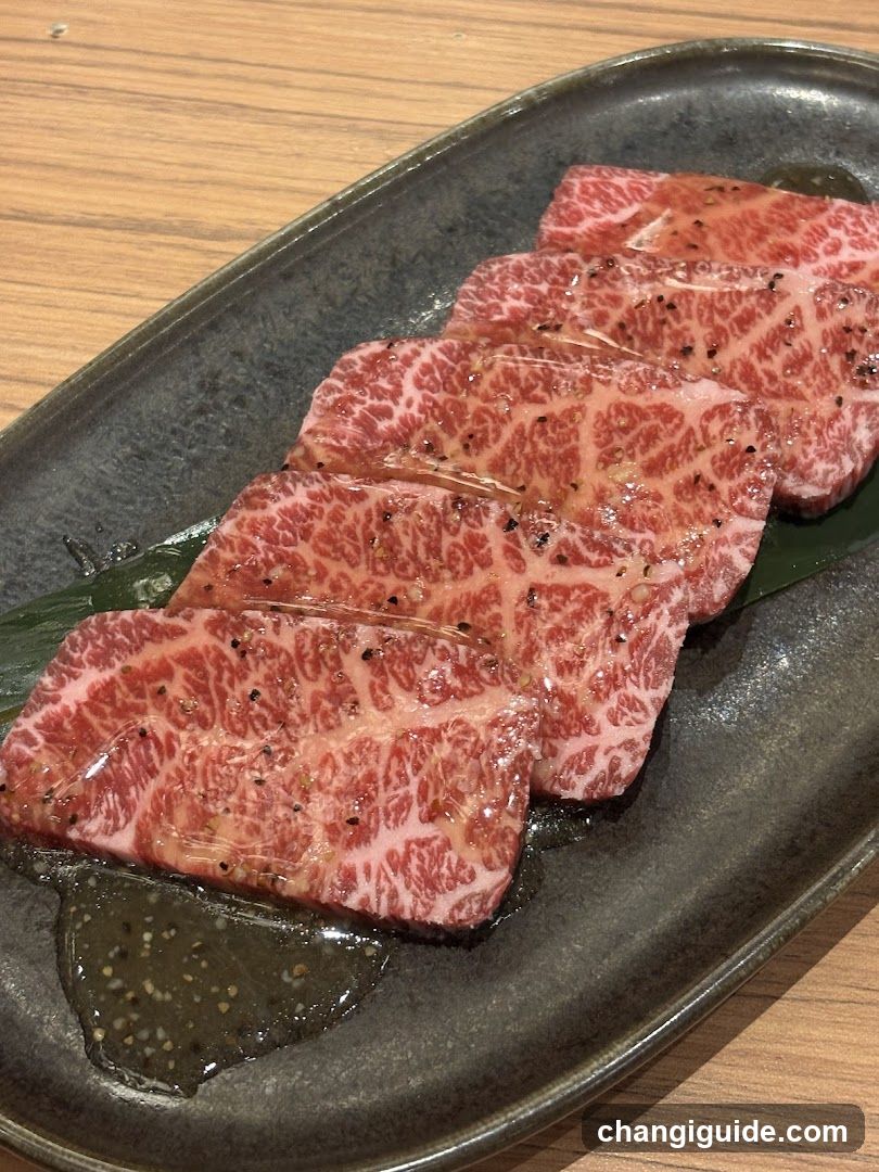 Marbled Beef Slices on a Plate