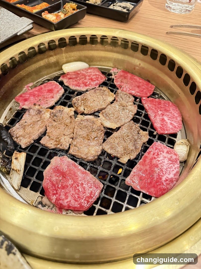 Grilled Meat on Tabletop Grill