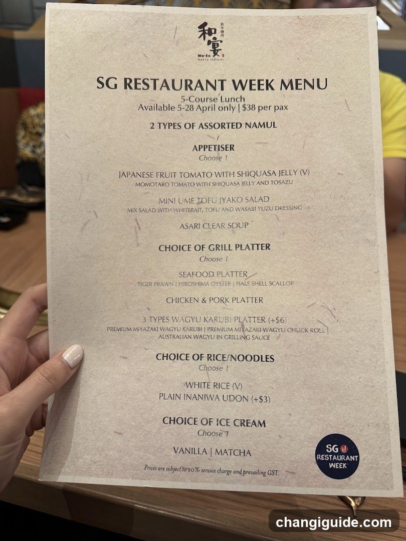 SG Restaurant Week Menu