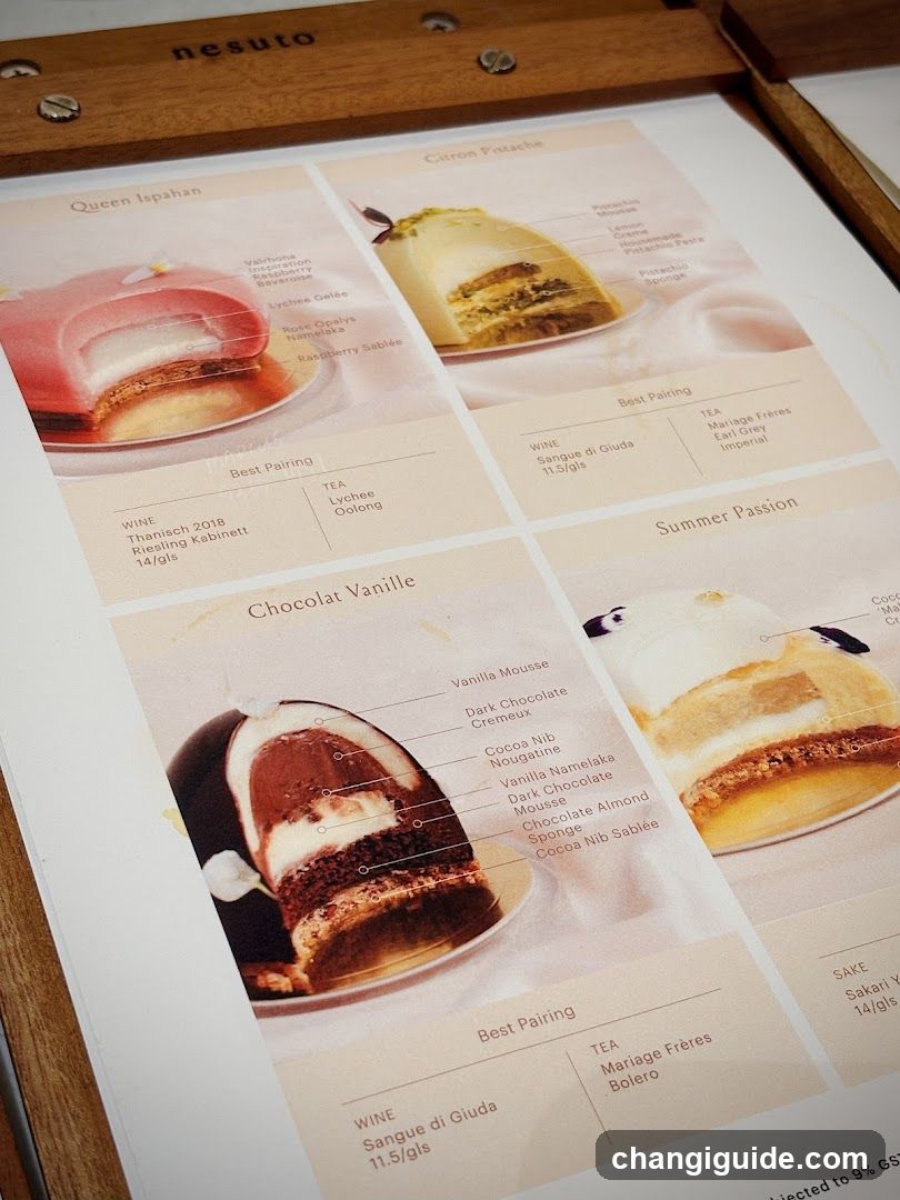 Dessert Menu with Wine Pairings