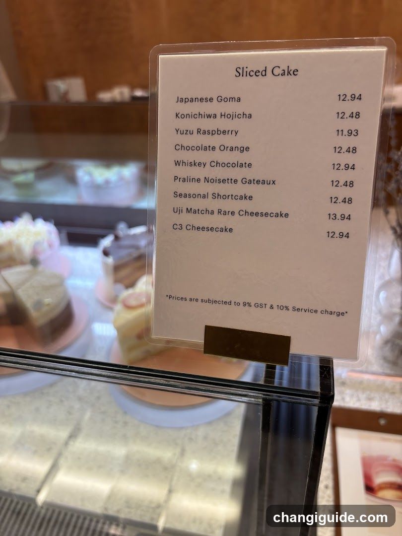 Sliced Cake Menu