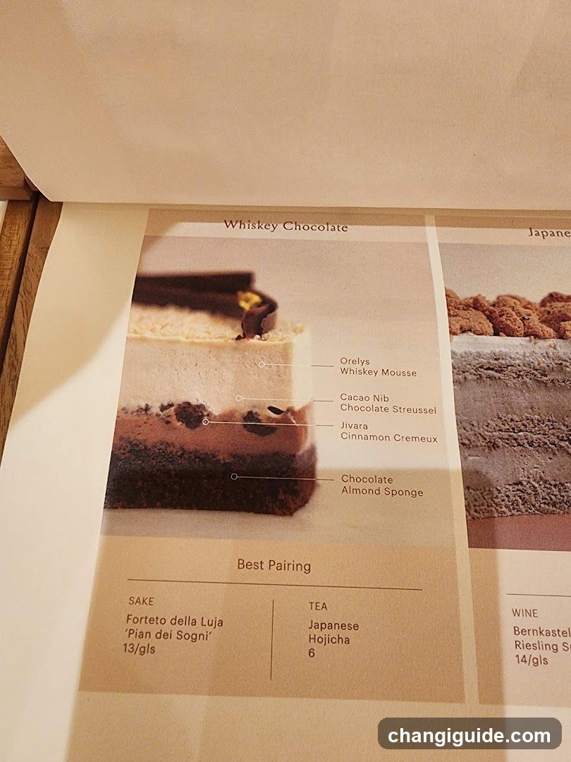 Whiskey Chocolate Dessert Menu Page