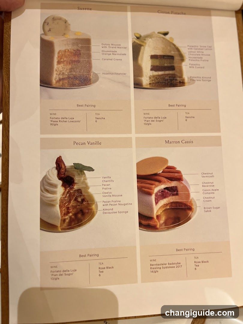 Dessert Menu with Wine and Tea Pairings