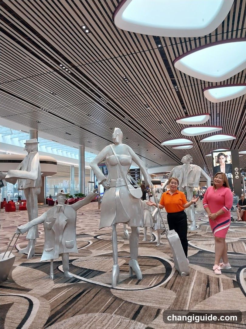 Traveler Statues in Airport Terminal