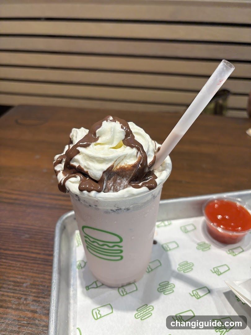 Chocolate Milkshake with Whipped Cream and Syrup
