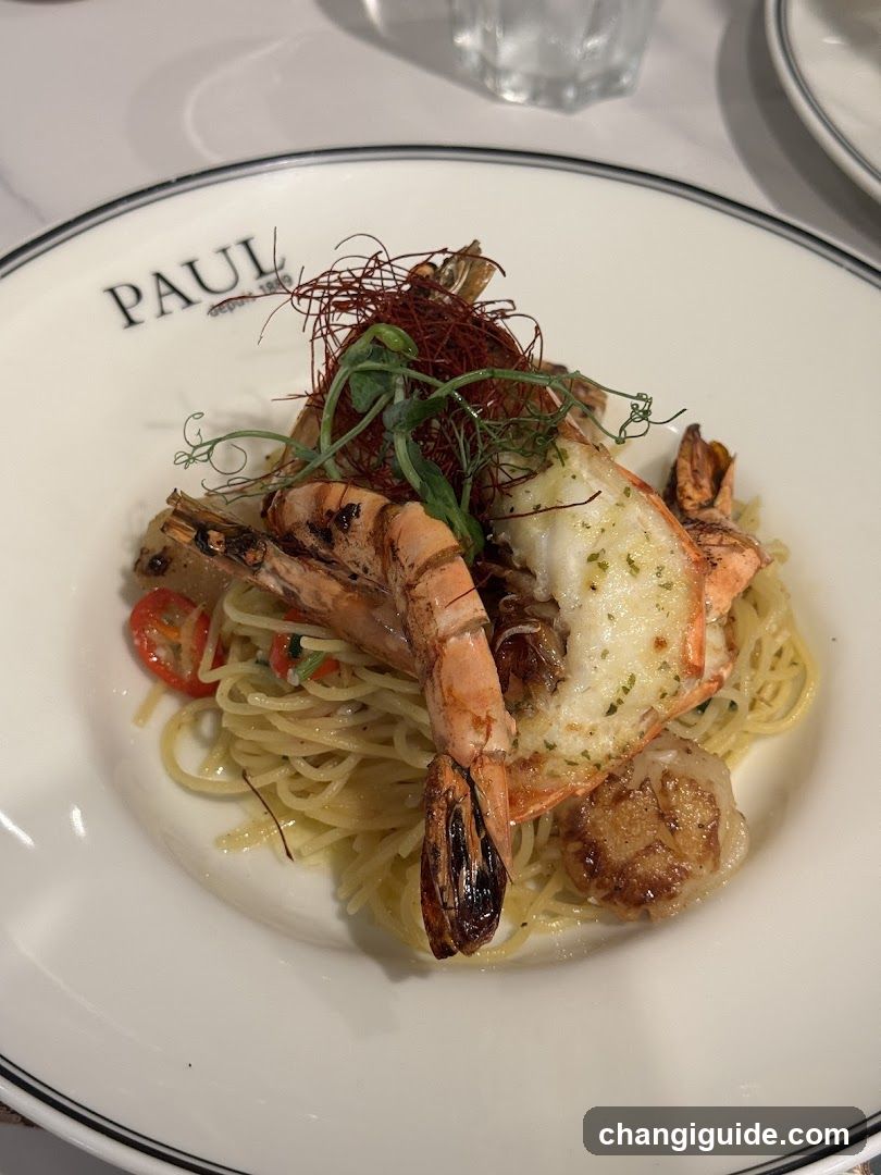 Grilled Shrimp Pasta with Garnish