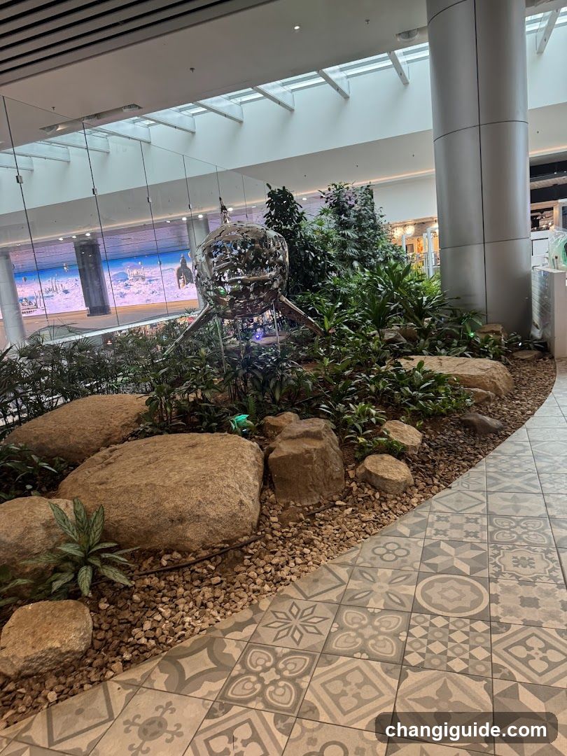 Indoor Garden Display with Sculpture