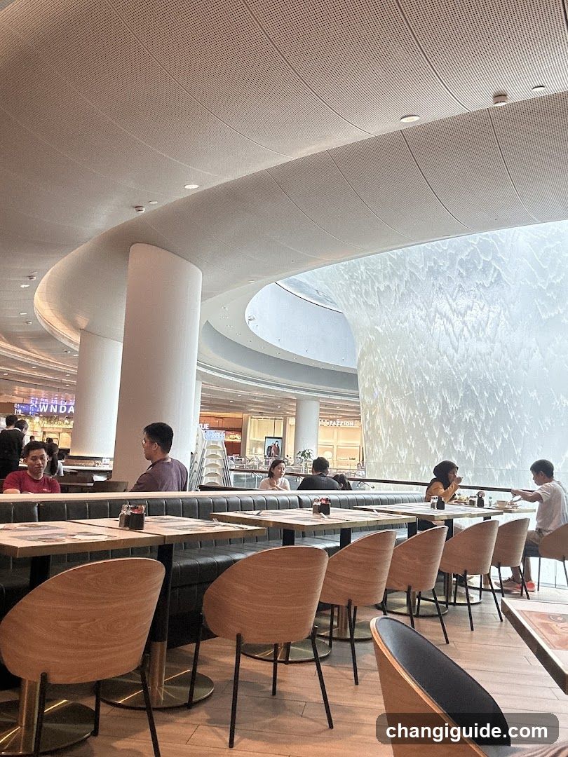 Modern Dining Interior with Water Feature