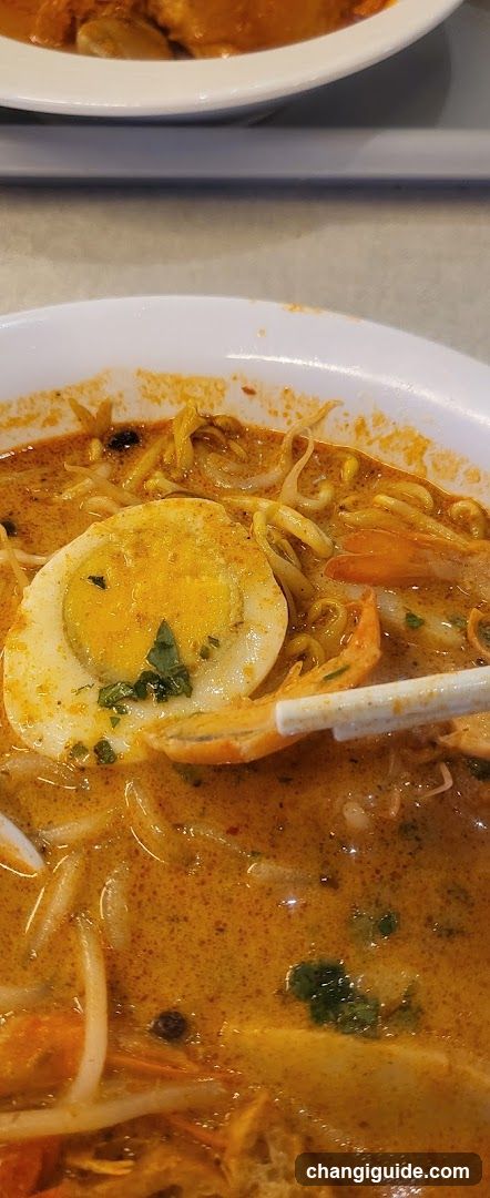 Laksa Bowl with Halved Egg and Shrimp