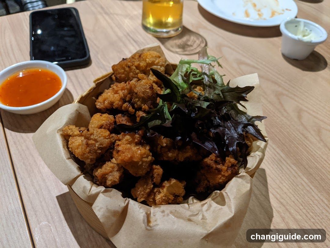 Fried Chicken with Salad and Dipping Sauce