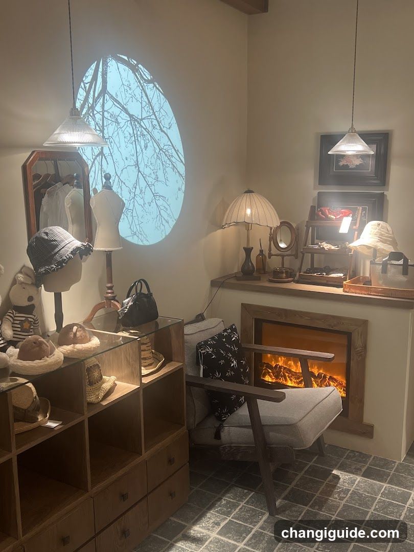 Cozy Interior with Fireplace and Accessories
