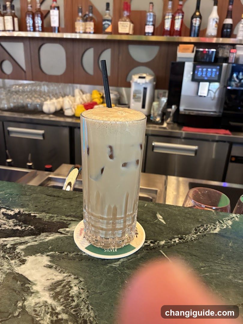 Iced Coffee Drink at Bar Counter