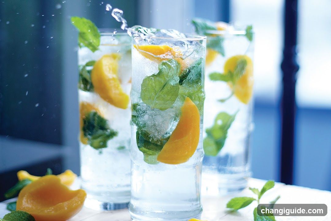 Refreshing Mint and Peach Infused Water