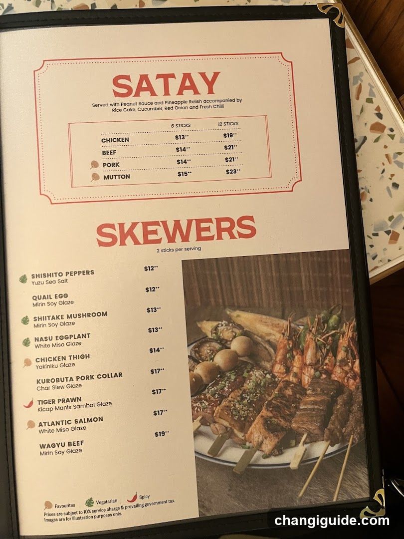 Satay and Skewers Menu