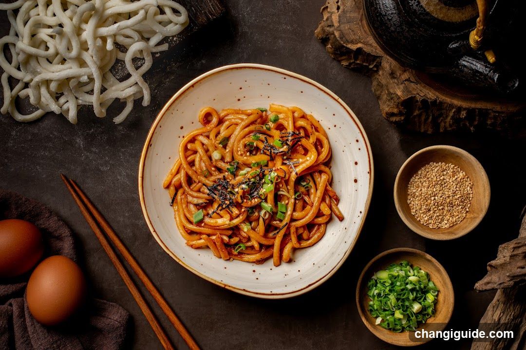 Noodle Dish with Garnishes