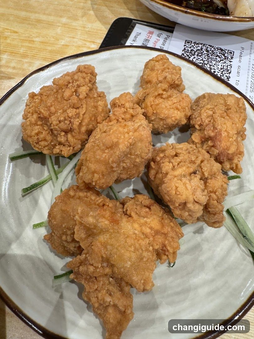 Fried Chicken with Cucumber Garnish