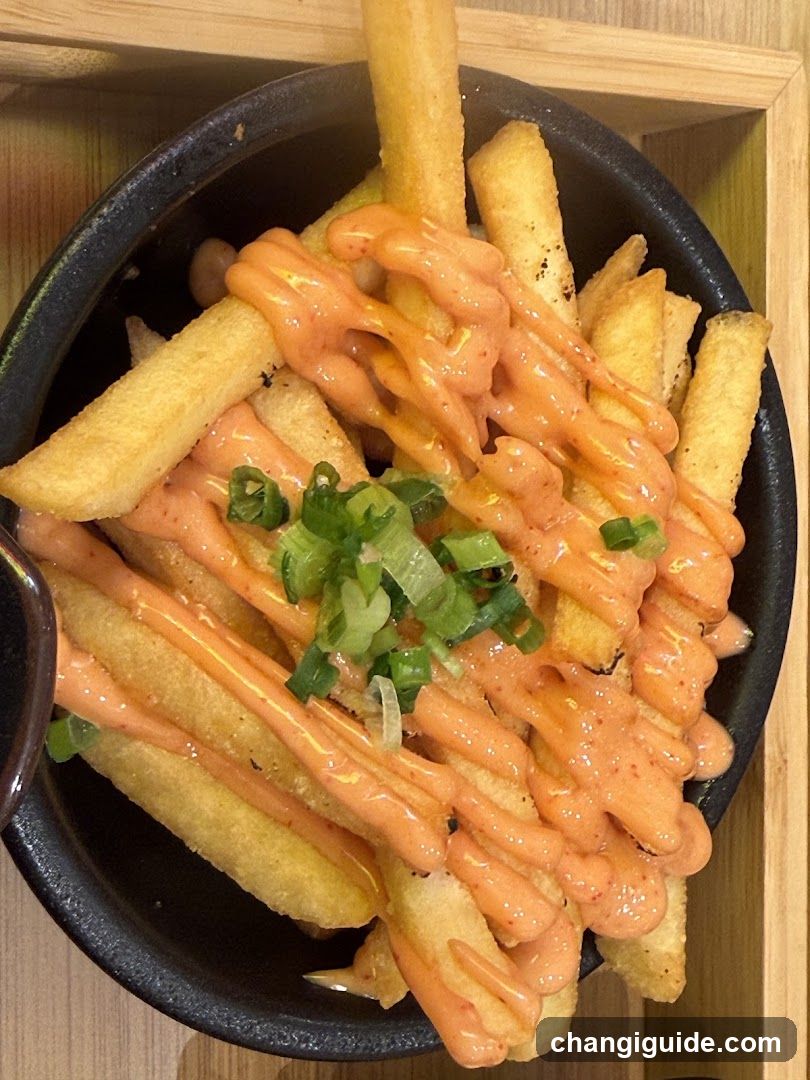 Fries with Sauce and Green Onions
