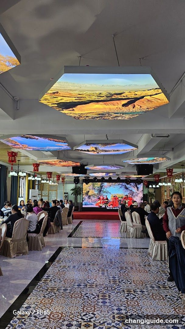 Interior Event Hall with Ceiling Screens