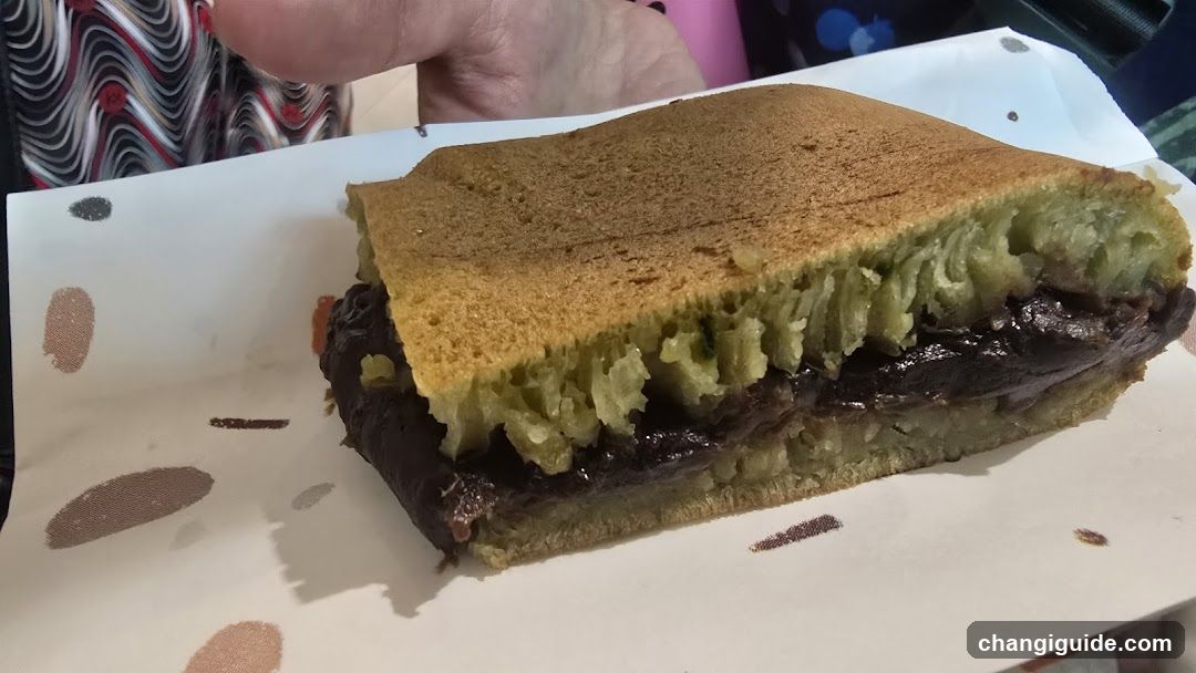 Matcha Bean Paste Cake Slice